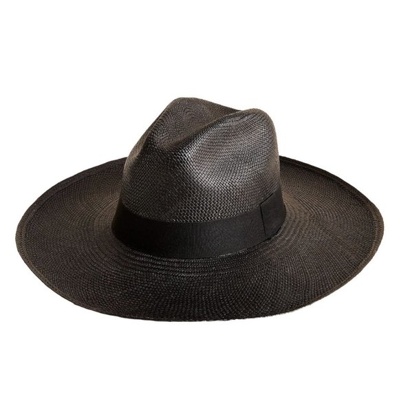 J. Crew Accessories J Crew Wide Brim Panama Hat In Black Sm New